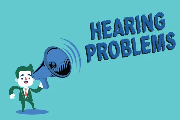 Writing note showing  Hearing Problems. Business photo showcasing is partial or total inability to listen to sounds normally