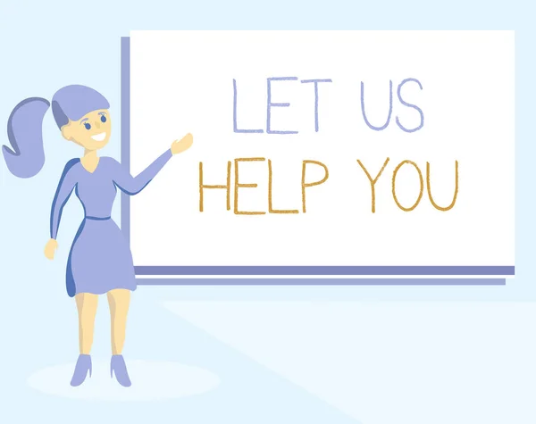 Parola di scrittura del testo Let Us Help You. Business concept per offrire un servizio a qualcuno per aiutarlo nella sua necessità — Foto Stock