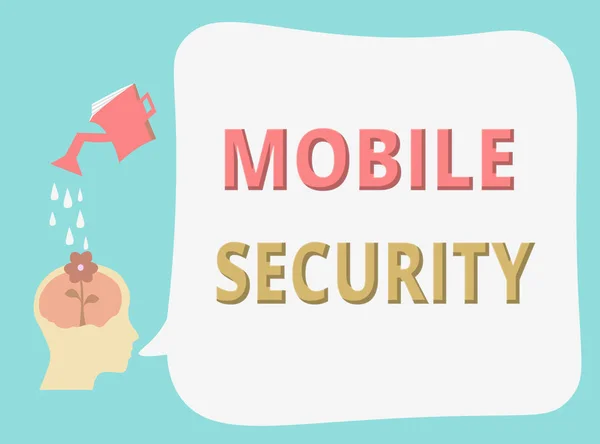 Escrevendo nota mostrando Segurança Móvel. Foto de negócios mostrando Proteção do telefone celular contra ameaças e vulnerabilidades — Fotografia de Stock