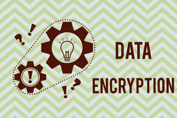 Texto de escritura de palabras Cifrado de datos. Concepto de negocio para el algoritmo de clave simétrica para el cifrado de datos electrónicos —  Fotos de Stock