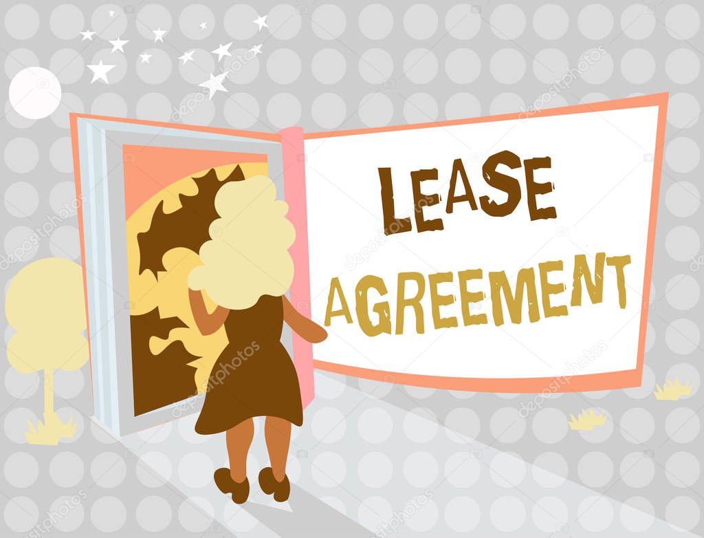 Writing note showing Lease Agreement. Business photo showcasing Contract on the terms to one party agrees rent property