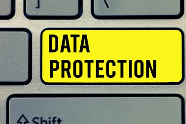 Text sign showing Data Protection. Conceptual photo Protect IP addresses and personal data from harmful software clipart