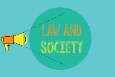 Conceptual hand writing showing Law And Society. Business photo showcasing Address the mutual relationship between law and society clipart