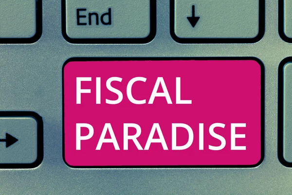 Scrittura concettuale a mano che mostra Paradiso Fiscale. Business photo showcase Lo spreco di denaro pubblico è un argomento di grande preoccupazione — Foto Stock