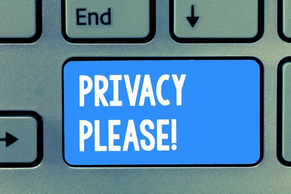 Текст, написанный словом Privacy Please. Бизнес-концепция для того, чтобы попросить кого-то уважать твое личное пространство — стоковое фото