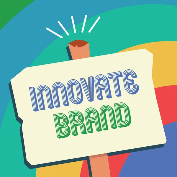 显示创新品牌的文字标志.概念照片对创新产品、服务和更多产品具有重大意义 — 图库照片