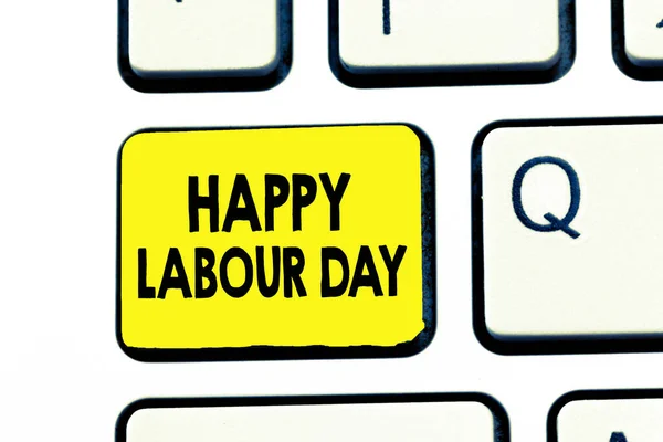 행복 한 노동절을 보여주는 텍스트 기호. 개념은 근로자의 업적을 축 하 하기 위해 연간 휴가 사진 — 스톡 사진