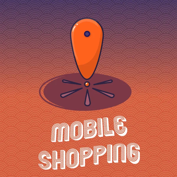 Текстовий знак, що показує мобільні покупки. Концептуальна фотографія Купівля та продаж товарів і послуг через мобільний — стокове фото