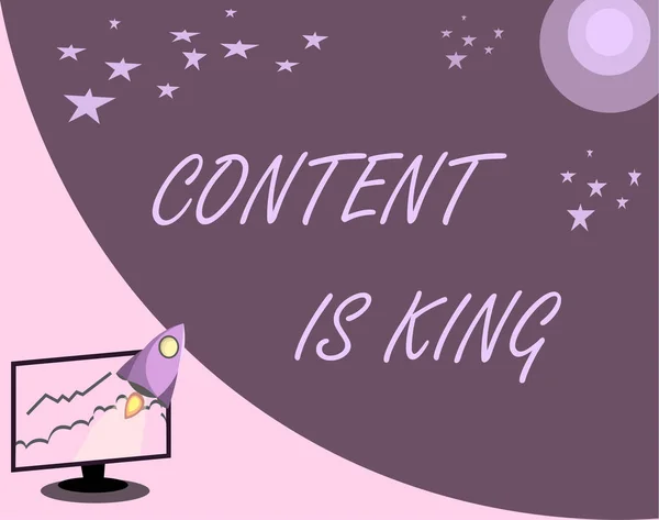 Texte manuscrit Le contenu est roi. Signification du concept Le contenu est au cœur des stratégies marketing actuelles — Photo