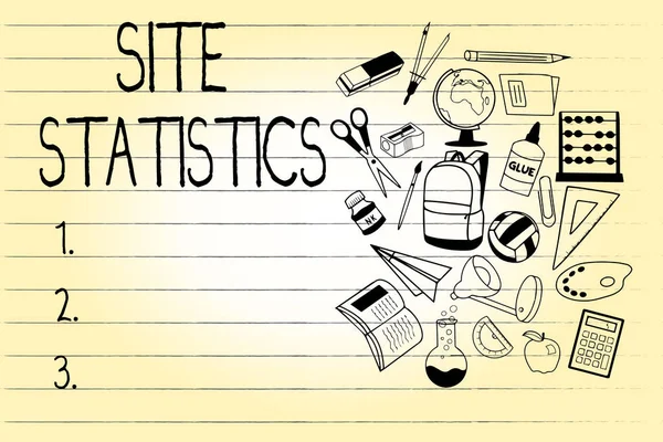 Texto de escrita de palavras Site Statistics. Conceito de negócio de medição de comportamento de visitantes a determinado site — Fotografia de Stock