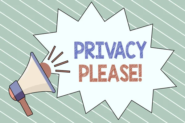 Nota escrita que muestra la privacidad por favor. Foto de negocios mostrando pidiendo a alguien que respete su espacio personal — Foto de Stock