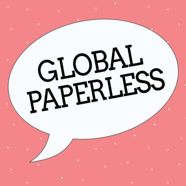 Global Paperless 'ı gösteren kavramsal el yazısı. Kağıt yerine e-posta gibi teknoloji yöntemleri için kullanılan iş fotoğrafı metni