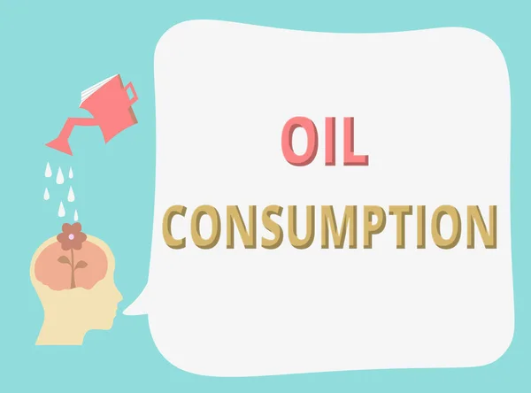 Nota de escritura que muestra el consumo de petróleo. Exposición de fotos de negocios Esta entrada es el petróleo total consumido en barriles por día — Foto de Stock