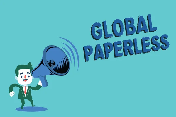 Escribiendo Una Nota Que Muestra Global Paperless Foto Negocios Mostrando — Foto de Stock