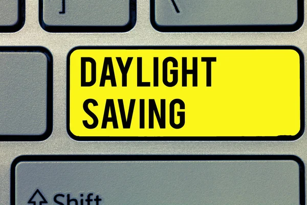 Text sign showing Daylight Saving. Conceptual photo Storage technologies that can be used to protect data