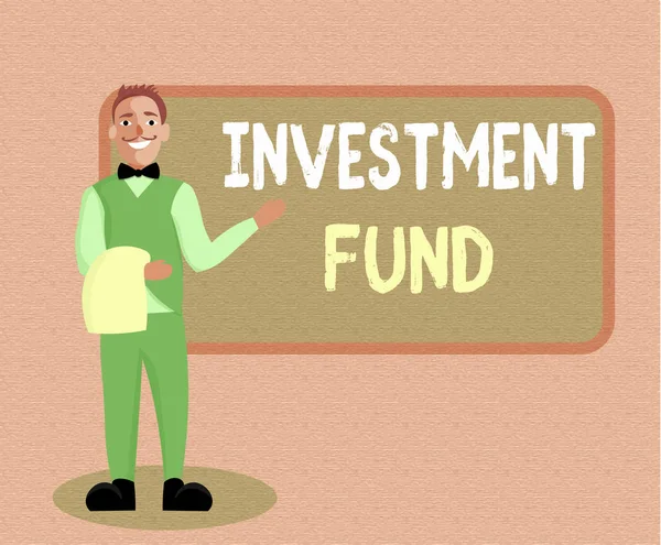 Skriftlig anteckning om investeringsfonden. Företagsfoto visa upp Ett utbud av kapital som tillhör många investerare — Stockfoto