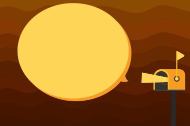 Düz tasarım iş vektör illüstrasyon kavramı boş şablon kopya alanı metin reklam Web sitesi için esp bayrağı 3d izometrik megafon posta kutusu duyuru doğrudan pazarlama iletişim kutusunu izole