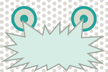 Düz tasarım iş vektör çizim boş şablon düzeni için davet tebrik kartı promosyon posteri için fiş kızgın duygusal boş konuşma balonu çığlık yuvarlak büyümüş gözleriyle