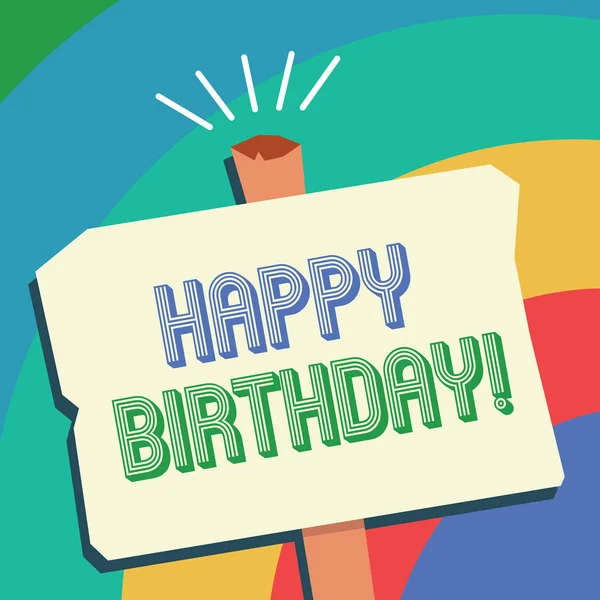 Text sign showing Happy Birthday. Conceptual photo The birth anniversary of a person is celebrated with presents — Stock Photo, Image