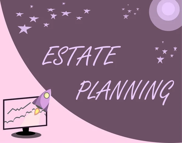 Handgeschreven tekst Estate Planning. Concept, wat betekent dat het beheer en de opberging van die personen-landgoed — Stockfoto