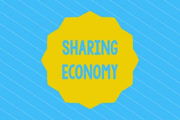 Word writing text Sharing Economy. Business concept for economic model based on providing access to goods