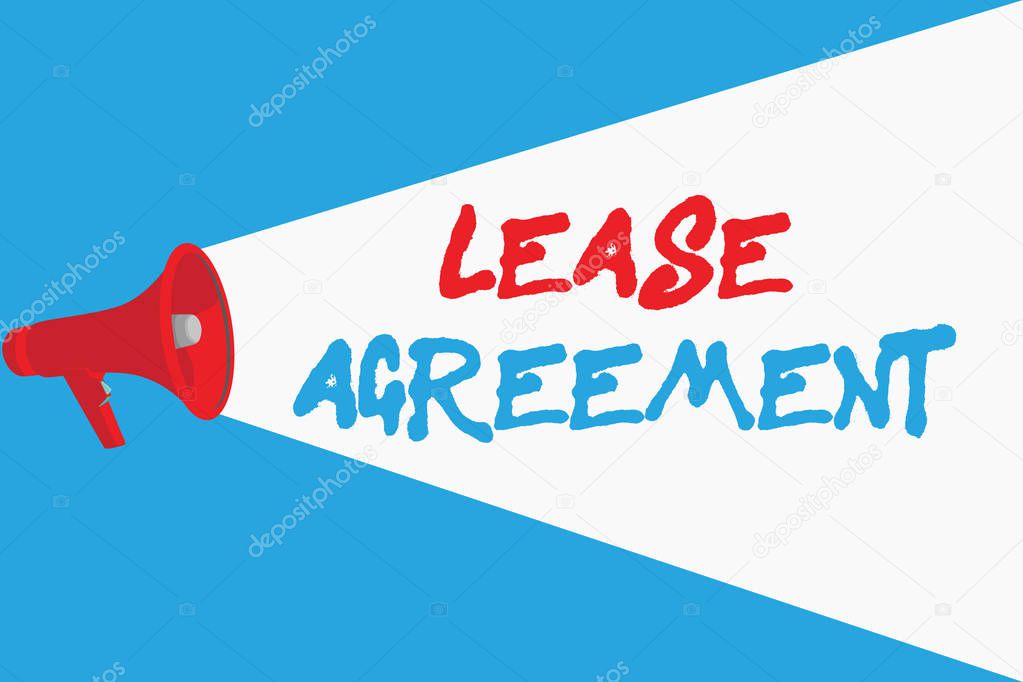 Word writing text Lease Agreement. Business concept for Contract on the terms to one party agrees rent property