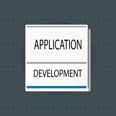 Uygulama Geliştirmesini gösteren metin işareti. Mobil Aygıtlarda kullanmak için Bilgisayar Uygulamalarının kavramsal fotoğraf oluşturulması