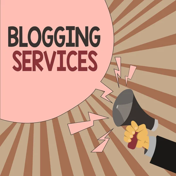 Szövegírás Blogging Services. A közösségi hálózat üzleti koncepciója Informatív újságírás — Stock Fotó