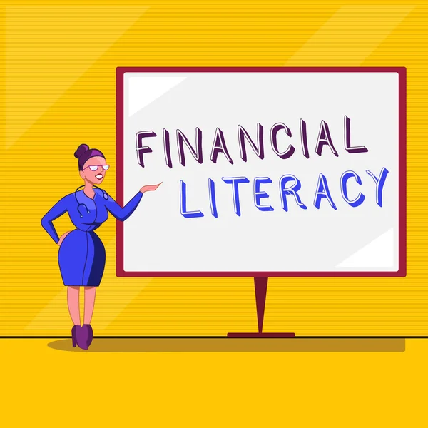 Signo de texto que muestra Educación Financiera. Foto conceptual Comprende y conoce cómo funciona el dinero — Foto de Stock
