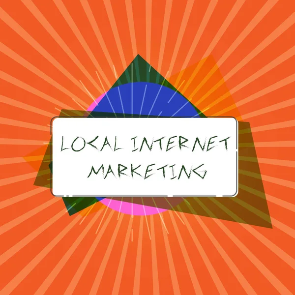 Концептуальный почерк показывает местный интернет-маркетинг. Деловые фото, демонстрирующие использование поисковых систем для обзоров и бизнес-списка — стоковое фото