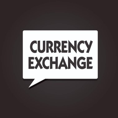 Para Takası 'nı gösteren metin işareti. Bir para birimini başka bir ForEx 'e dönüştürme kavramsal fotoğraf süreci