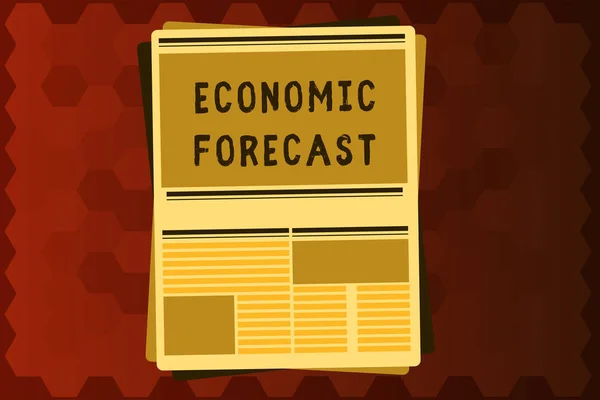 Text sign showing Economic Forecast. Conceptual photo Process of making predictions about the economy condition — Stock Photo, Image