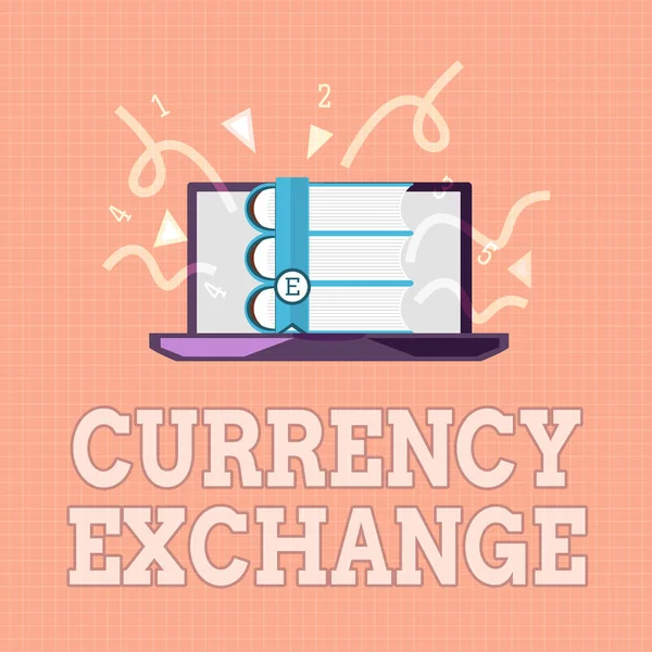 Textzeichen mit Devisenumtausch. Konzeptioneller Fotoprozess der Umwandlung einer Währung in eine andere ForEx — Stockfoto
