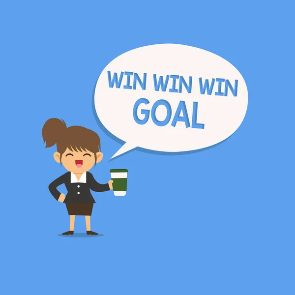 Escritura a mano de texto Win Win Win Goal. Concepto significado Enfoque que tiene como objetivo satisfacer a todas las partes involucradas — Foto de Stock