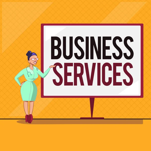 Почерк текста Business Services. Концепция подразумевает предоставление нематериальных продуктов Бухгалтерский учет ИТ — стоковое фото