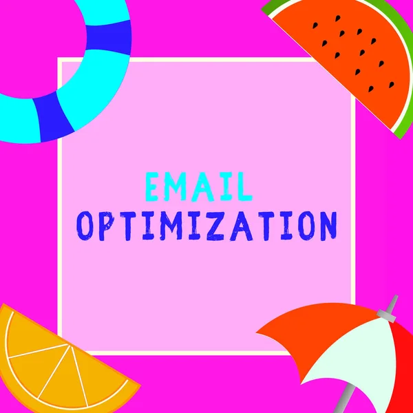 문자 메시지 최적화 (Email Optimization). 마케팅 캠페인의 효과를 최대화하기 위한 사업 개념 — 스톡 사진