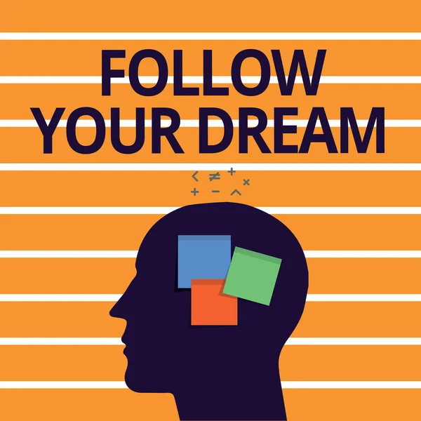 Text tecken visar Följ din dröm. Konceptuella foto hålla reda på dina mål leva liv du vill vara — Stockfoto