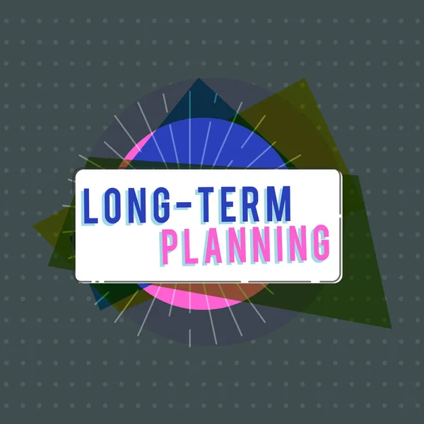 Signo de texto que muestra la planificación a largo plazo. Foto conceptual Establecer metas esperadas cinco o más años por delante — Foto de Stock