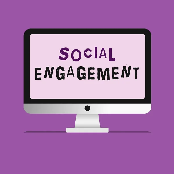 Scrittura di testi a mano Social Engagement. Significato concettuale Grado di coinvolgimento in una comunità o società online — Foto Stock