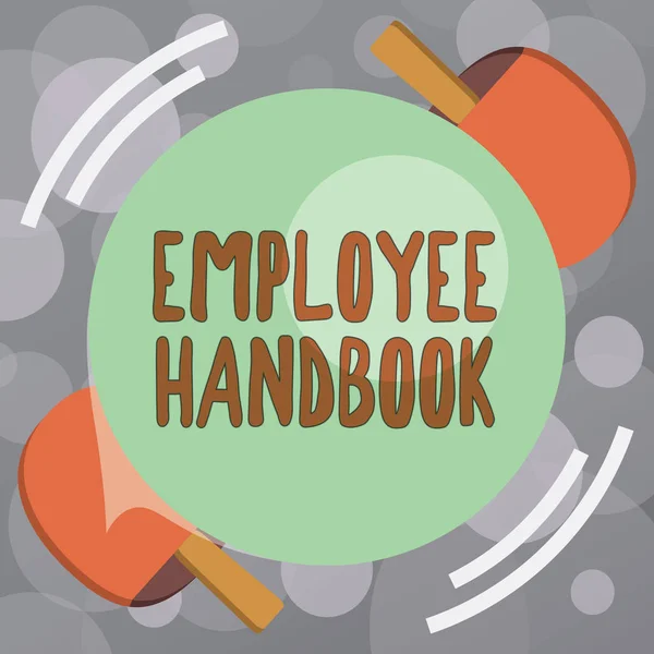 Text sign showing Employee Handbook. Conceptual photo Document that contains an operating procedures of company