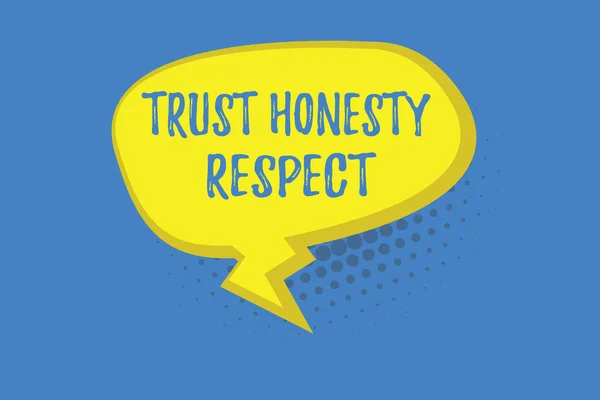 Ordet skriver text lita ärlighet respekt. Affärsidé för respektabla egenskaper en fasett av bra moralisk karaktär — Stockfoto