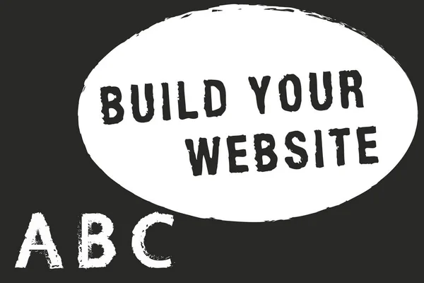 文本符号显示构建您的网站。概念照片建立电子商务系统的市场业务 — 图库照片