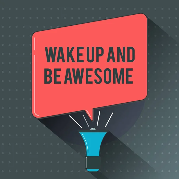 Текст знака показ Wake Up і бути Awesome. Концептуальні фото піднятися і блиск почати день прямо і світлий — стокове фото
