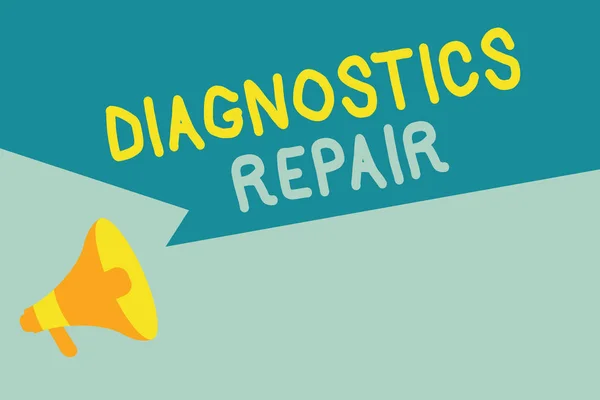Escritura a mano de texto Diagnósticos Reparación. Concepto que significa Un programa o rutina que ayuda a un usuario a identificar errores — Foto de Stock