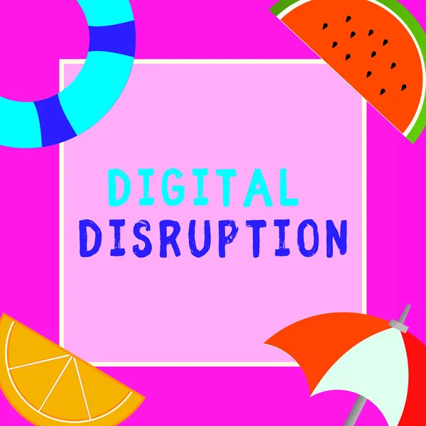Word writing text Digital Disruption. Business concept for Changes that affect technology markets Product makeover