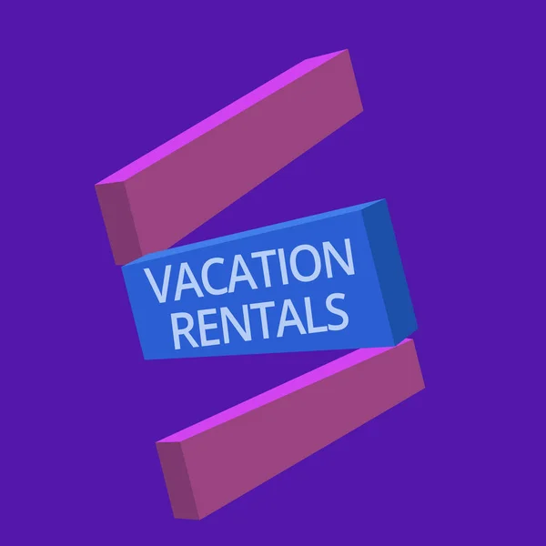 Texto escrito à mão Vacation Rentals. Conceito significado Alugar fora do apartamento casa condomínio para uma estadia curta — Fotografia de Stock