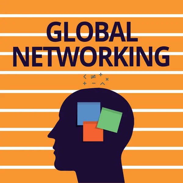 Signo de texto que muestra Global Networking. Foto conceptual Red de comunicación que abarca toda la Tierra WAN — Foto de Stock