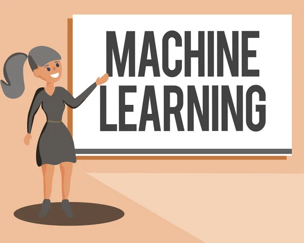 Ecriture conceptuelle montrant l'apprentissage automatique. Photo d'affaires mettant en valeur donner aux ordinateurs la possibilité d'être enseigné avec des données — Photo