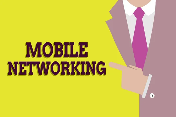 Κείμενο γραφής Mobile Networking. Έννοια σημαίνει δίκτυο επικοινωνίας όπου ο τελευταίος σύνδεσμος είναι ασύρματος — Φωτογραφία Αρχείου