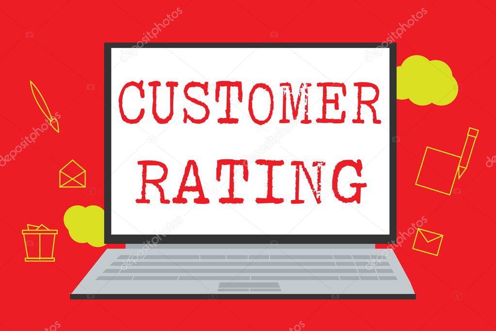 Text sign showing Customer Rating. Conceptual photo Each point of the customers enhances the experience